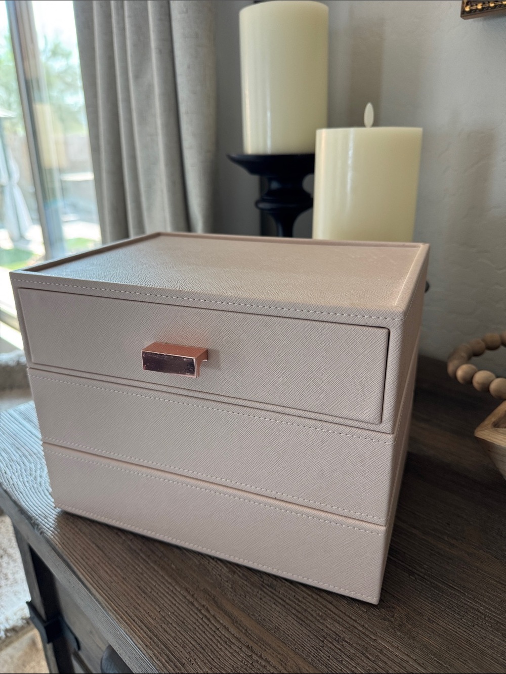 Stackers Faux Leather Jewelry Organizer Box - Blush Pink - Set of 3